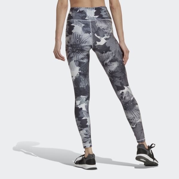 Grey Training Essentials Printed High-Waisted Leggings Adidas