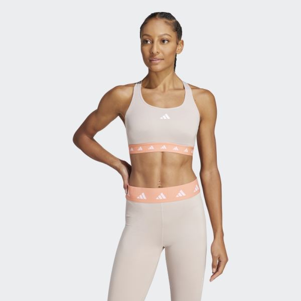 Powerreact Training Medium-Support Techfit Bra Adidas Taupe