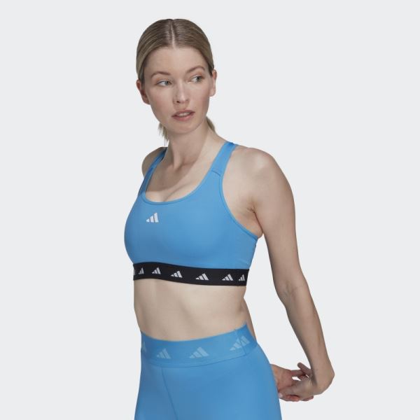 Powerreact Training Medium-Support Techfit Bra Blue Adidas