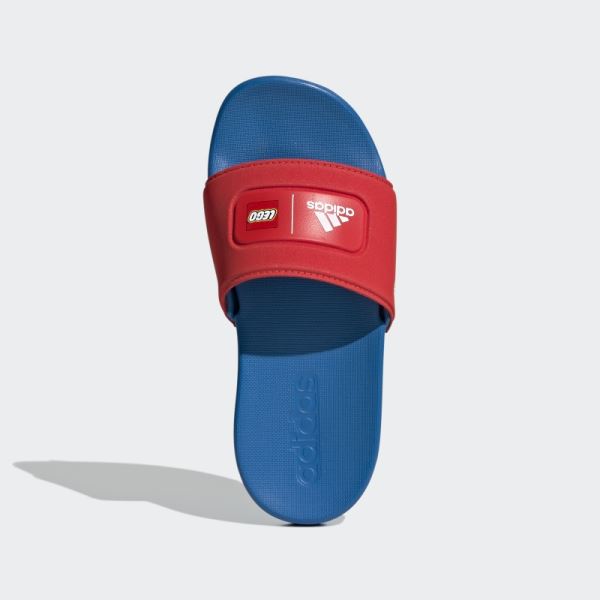 Red Adidas Adilette Comfort x LEGO Slides Hot