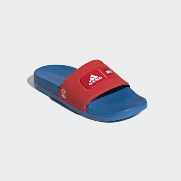 Red Adidas Adilette Comfort x LEGO Slides Hot