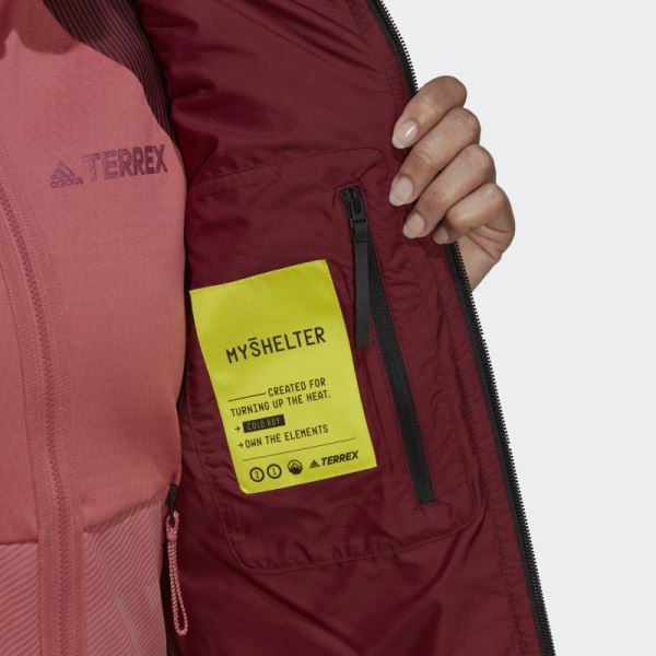 Maroon TERREX MYSHELTER Down Hooded Jacket Adidas