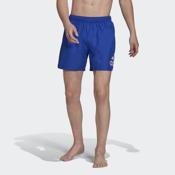 Blue Adidas CLX Short Length Swim Shorts