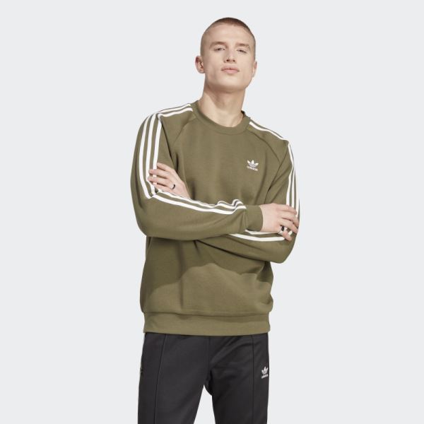 Adicolor Classics 3-Stripes Crew Sweatshirt Olive Adidas