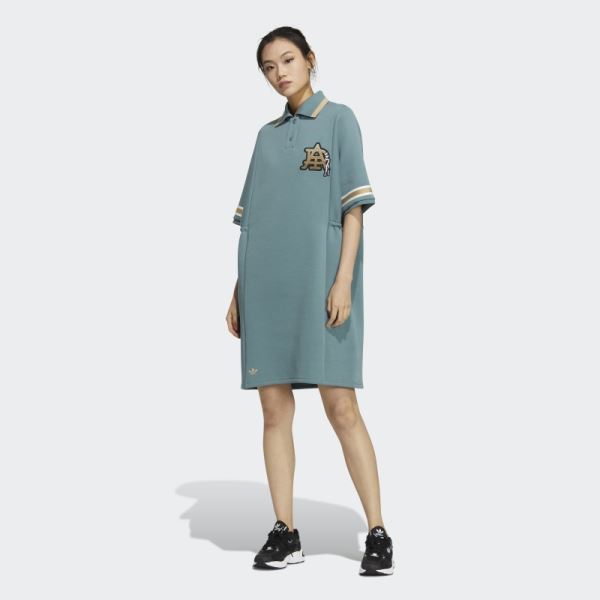 Adidas Modern Collegiate Polo Dress Hazy Emerald