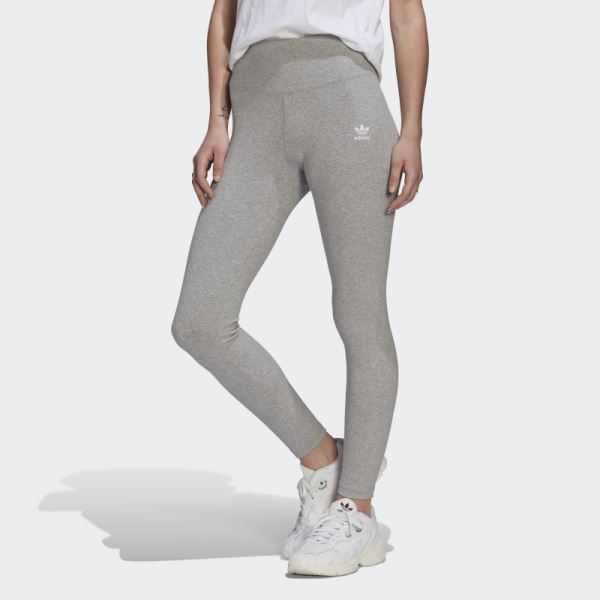 Medium Grey Adicolor Essentials+ Ribbed 7/8 Length Leggings Adidas