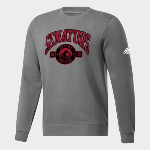 Senators Fleece Crew Sweatshirt Grey Adidas