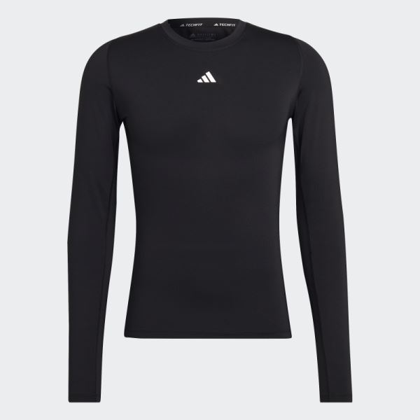 Adidas Black Techfit Training Long Sleeve Tee