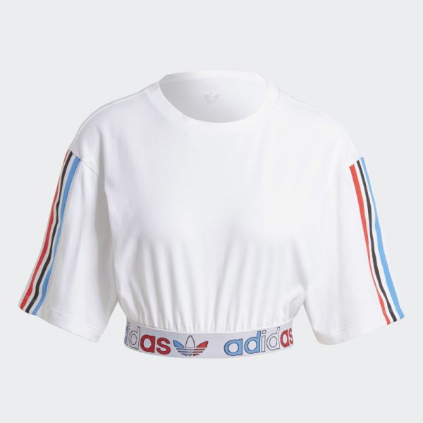 Adidas Adicolor Primeblue Tricolor Cropped Tee White