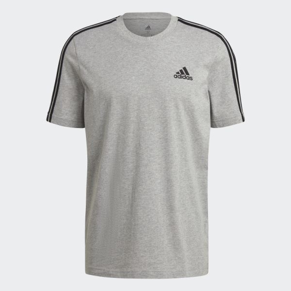 Adidas Medium Grey Essentials 3-Stripes Tee