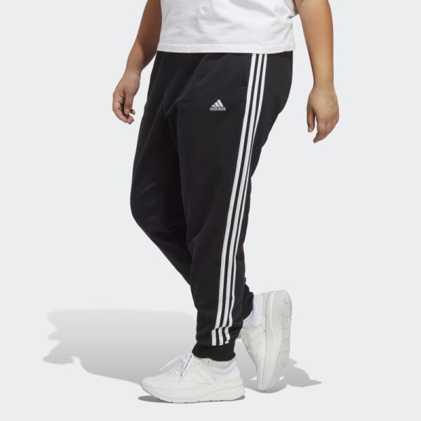 Essentials 3-Stripes French Terry Cuffed Pants (Plus Size) Black Adidas