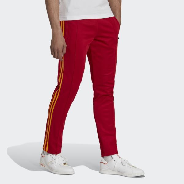 Red Adidas Beckenbauer Track Pants