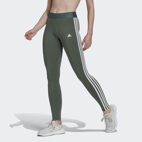 LOUNGEWEAR Essentials 3-Stripes Leggings Green Oxide Adidas