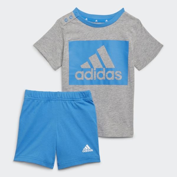 Medium Grey Adidas Essentials Tee and Shorts Set