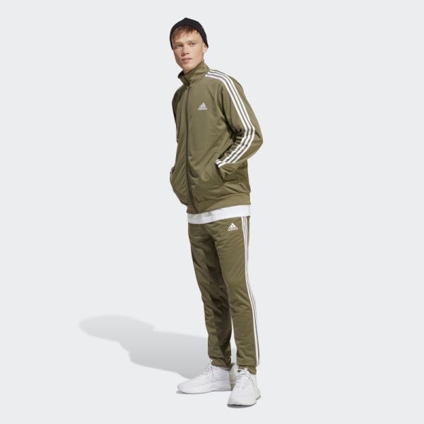 Adidas Basic 3-Stripes Tricot Tracksuit Olive