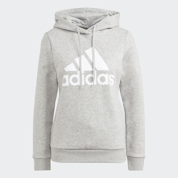 Medium Grey Adidas Essentials Logo Fleece Hoodie