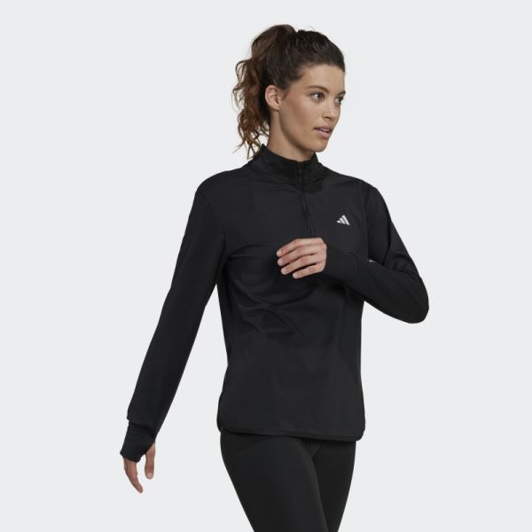 Black Adidas Techfit AEROREADY Warm Quarter-Zip Training Top