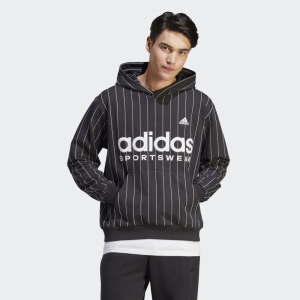 Adidas Black Pinstripe Fleece Hoodie