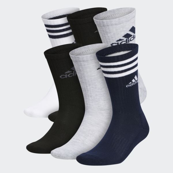 Adidas Light Grey Cushioned Mixed Crew Socks 6 Pairs