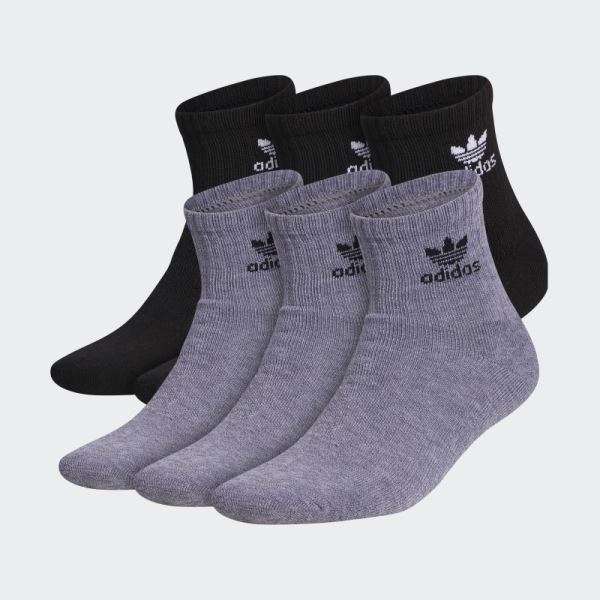 Adidas Trefoil Quarter Socks 6 Pairs Medium Grey