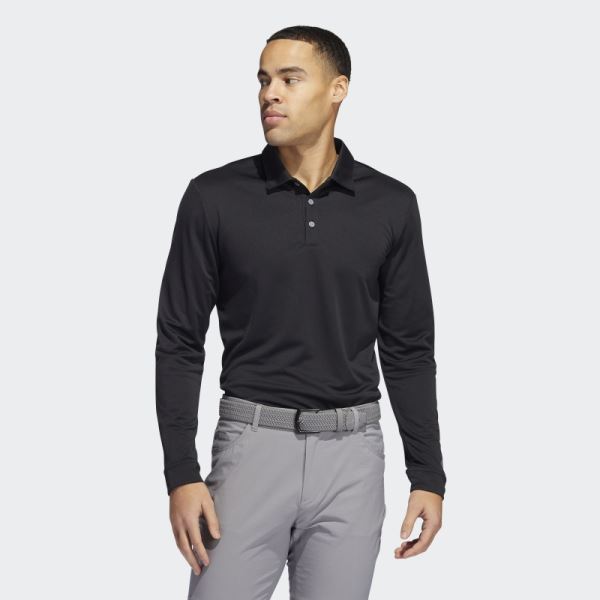 Adidas Long Sleeve Polo Shirt Black