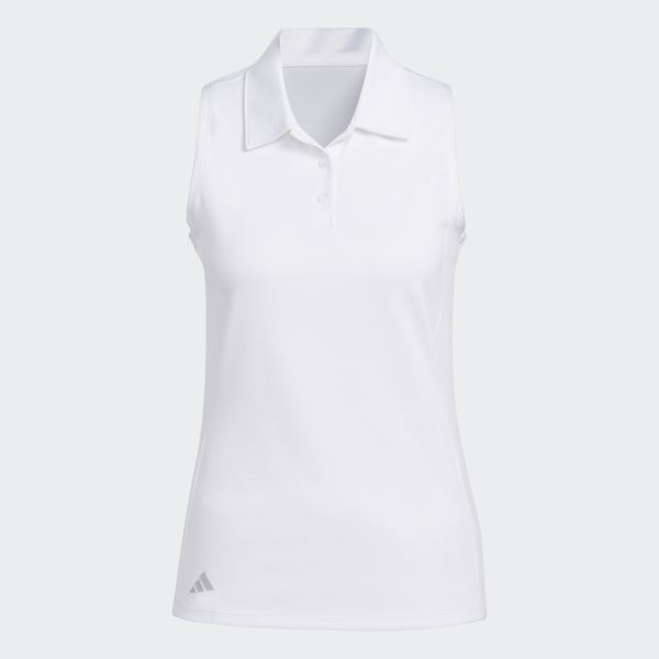 Texture Sleeveless Golf Polo Shirt Adidas White