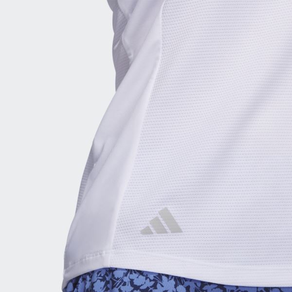 Texture Sleeveless Golf Polo Shirt Adidas White