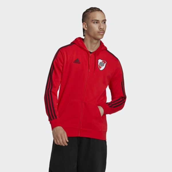 Adidas River Plate 3-Stripes Hoodie Red