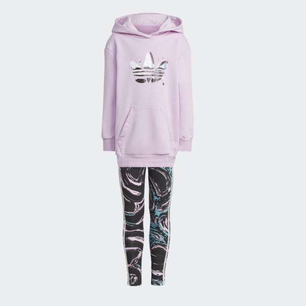 Adidas Lilac Graphic Hoodie Leggings Set