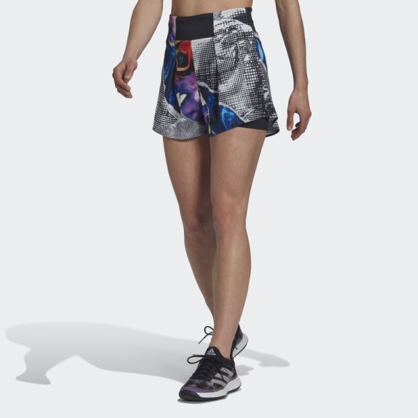 Black Adidas Tennis U.S. Series Ergo Printed Shorts