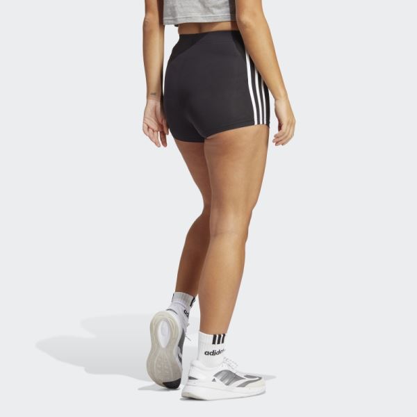 Black Essentials 3-Stripes Single Jersey Booty Shorts Adidas