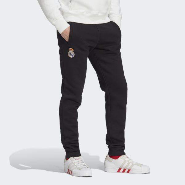 Black Real Madrid Essentials Trefoil Tracksuit Bottoms Adidas