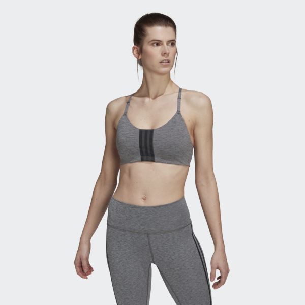 Dark Grey Heather Adidas Aeroimpact Training Light-Support Bra Hot