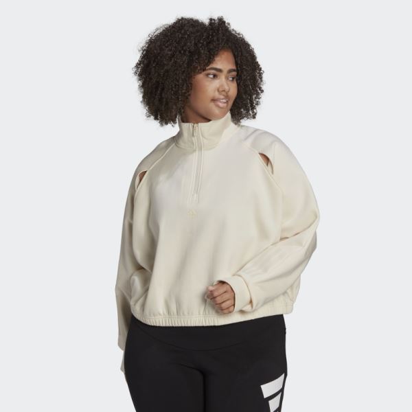 Hyperglam Fleece Sweater (Plus Size) Adidas White