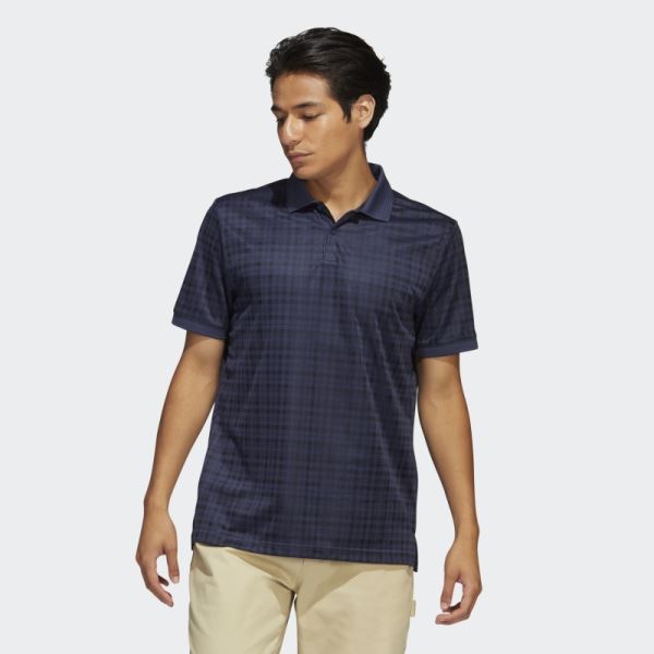 Adidas Adicross Plaid Polo Shirt Trace Blue