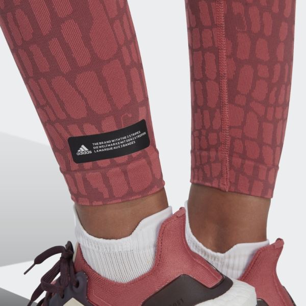 Adidas Burgundy FORMOTION Sculpt Croco 7/8 Leggings