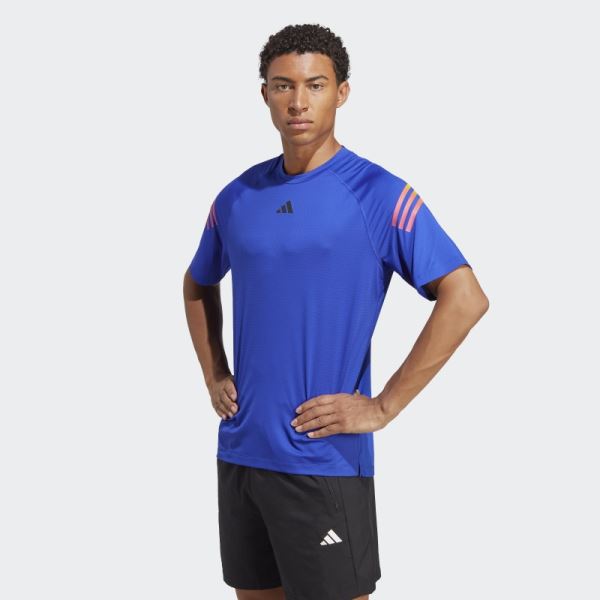 Blue Adidas Train Icons 3-Stripes Training Tee