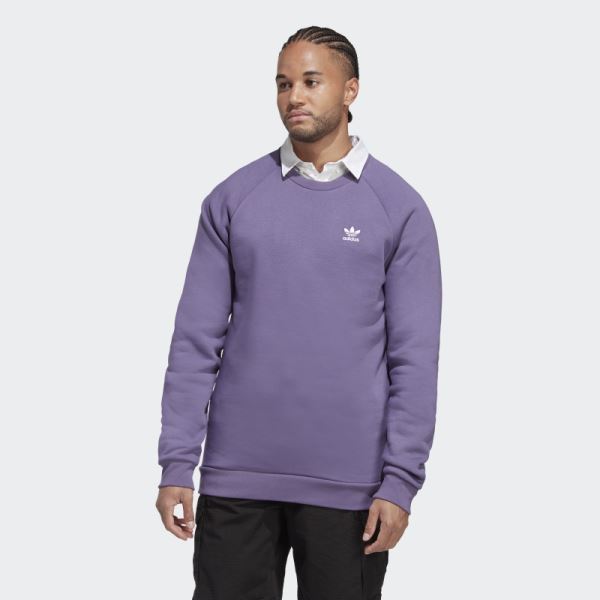 Tech Purple Trefoil Essentials Crewneck Sweatshirt Adidas