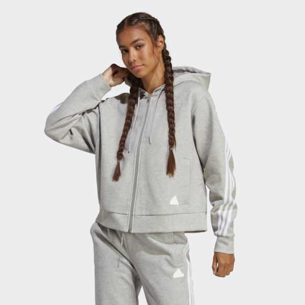 Future Icons 3-Stripes Full-Zip Hoodie Medium Grey Adidas