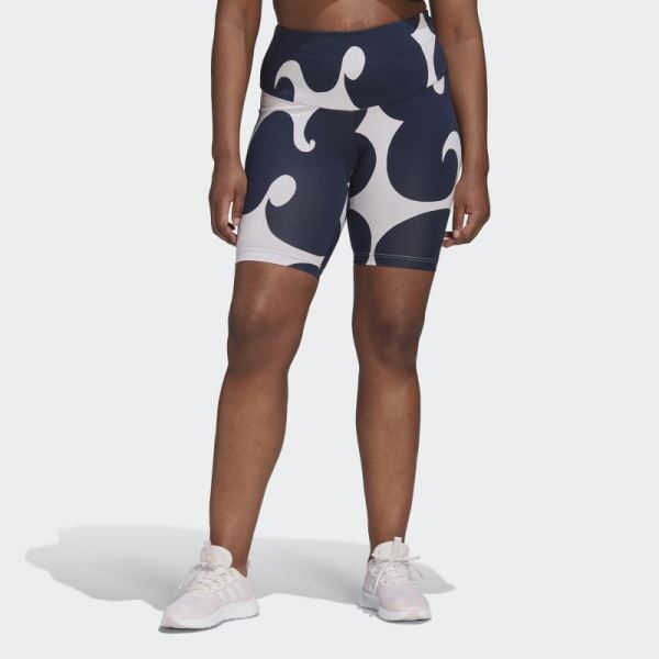 Adidas Marimekko Rib Knee-Length Short Tights (Plus Size) Purple Tint