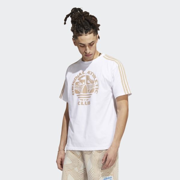 White Adidas Original Athletic Club 3-Stripes T-Shirt