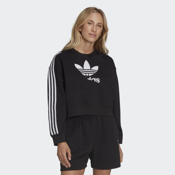 Black Adicolor Split Trefoil Sweatshirt Adidas