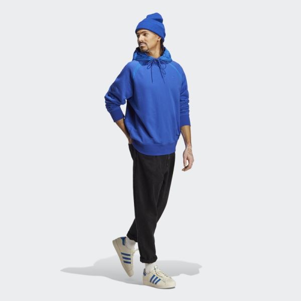 Adidas Blue Premium Essentials Crinkle Nylon Hoodie