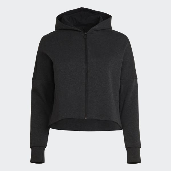 Adidas Mission Victory Slim Fit Full-Zip Hoodie (Plus Size) Black Melange