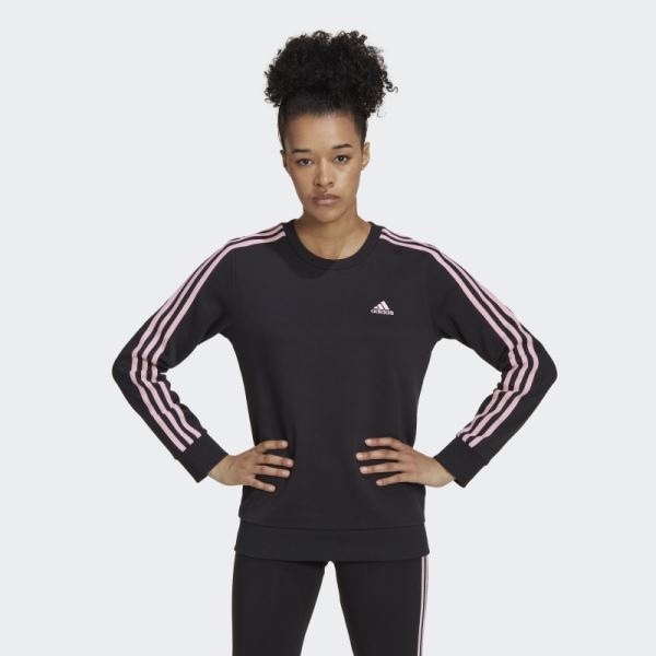 Black Adidas Essentials 3-Stripes Fleece Sweatshirt