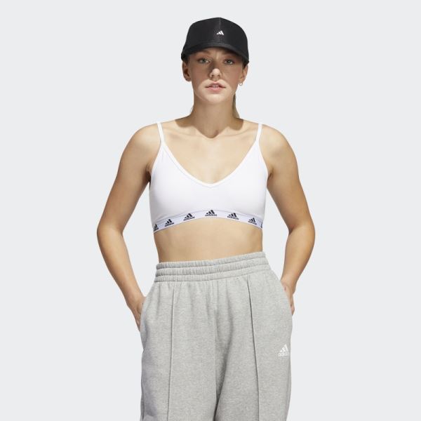 White Purebare Light-Support Bra Adidas