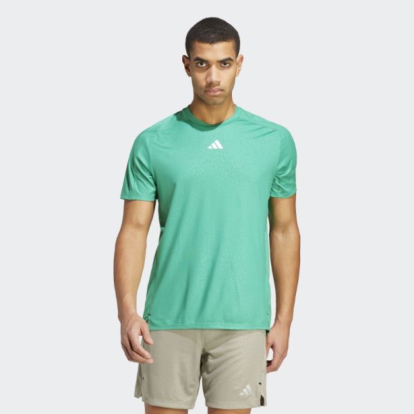 Adidas Workout PU Print Tee Court Green