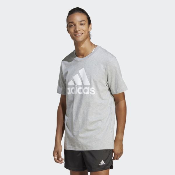 Medium Grey Essentials Single Jersey Big Logo Tee Adidas