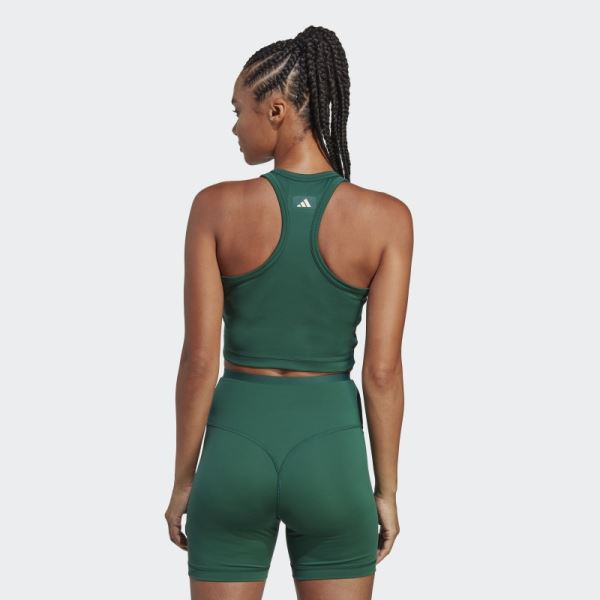 Adidas Green Sports Club Crop Graphic Tank Top