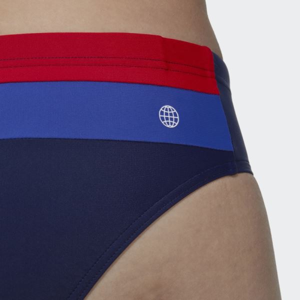 Navy Blue Colorblock Swim Trunks Adidas